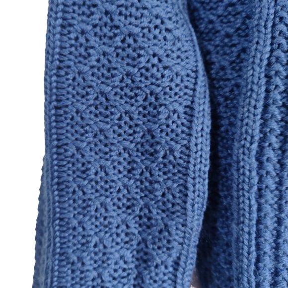 Vintage 70s Chunky Knit w Rosettes Button Front Mock Neck Cardigan Sweater L NOS - Picture 7 of 10